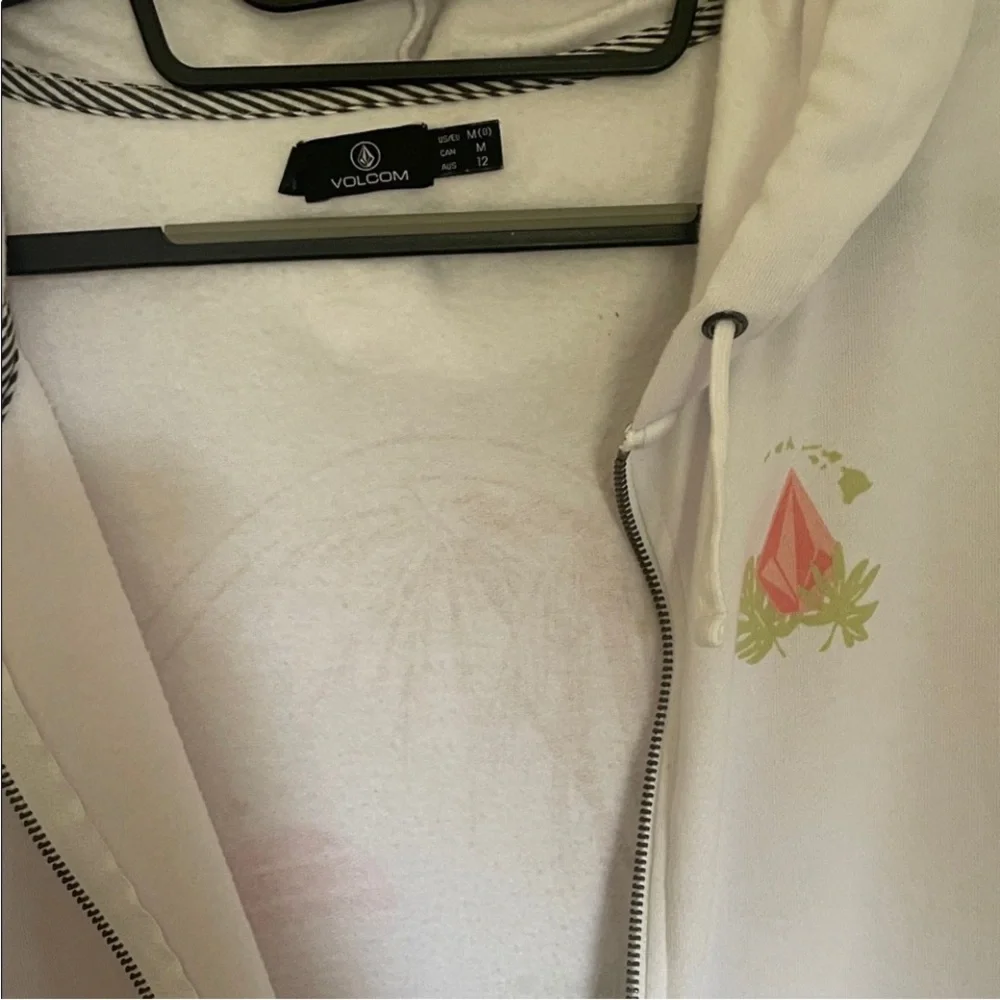 Volcom White Hoodie with Pink Tropical Graphic - Picture 5 of 5